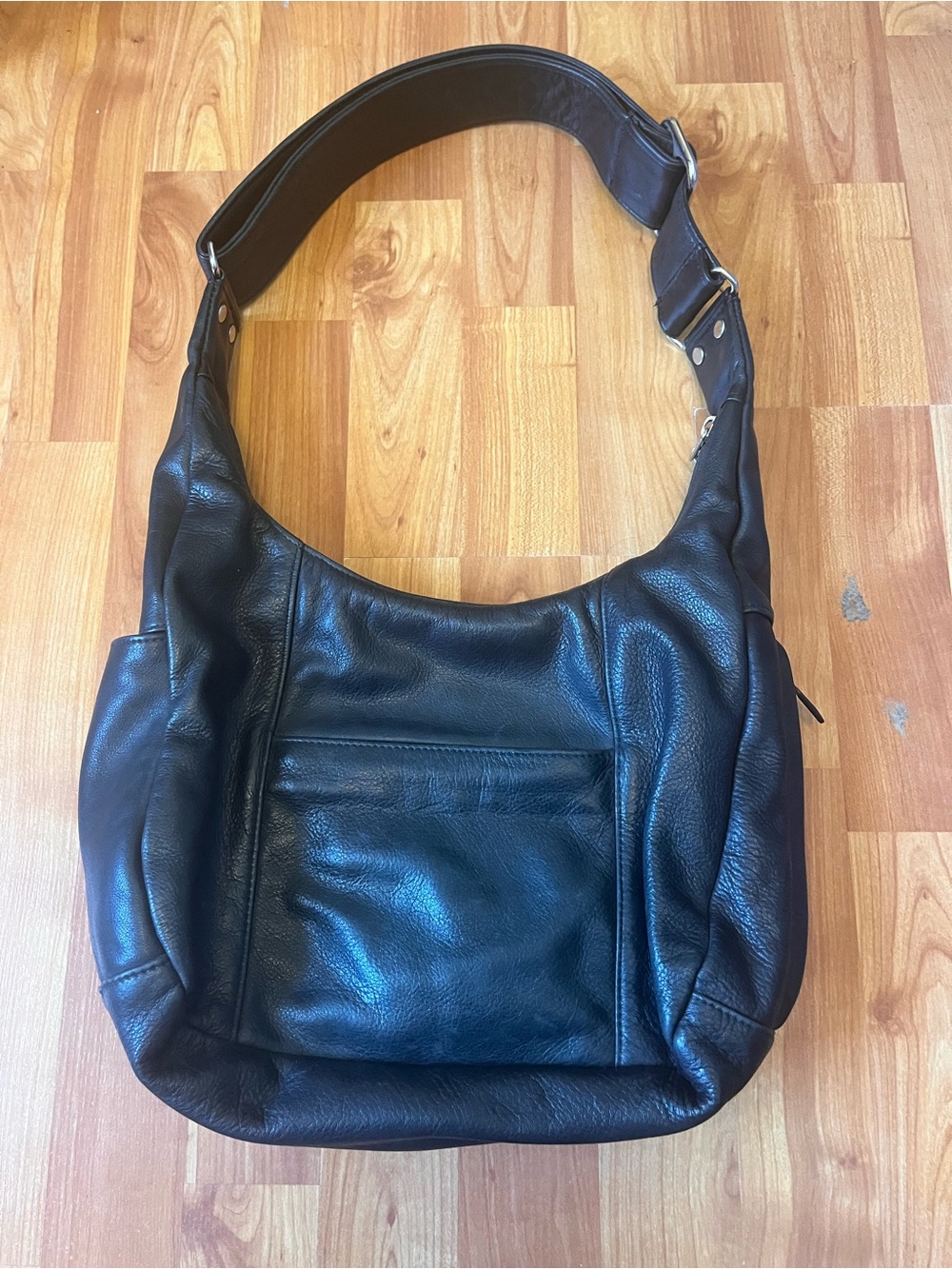 Coronado Leather Black Leather Shoulder Hobo Bag Conceal Carry